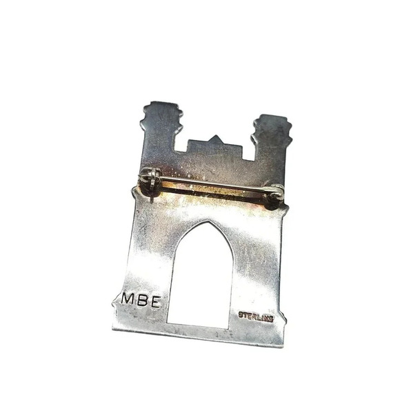 MBE Sterling Silver Castle Brooch Pin Vintage 11 grams - Picture 3 of 5